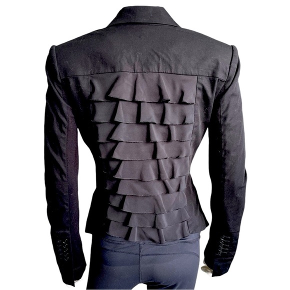 BCBG MaxAzria  Sheer Ruffle Back Cropped Blazer Size XS - Picture 4 of 10